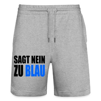 Say no to blue - Stanley/Stella Trainer Unisex Organic Jogging Shorts - heather grey - Front - Nik (191cm) & Marisol (170cm)
