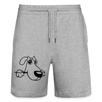 chien derrière le mur jolie dame arc femelle - Short de jogging bio TRAINER Stanley/Stella unisexe - gris chiné - Devant - Nik (191cm) & Marisol (170cm)