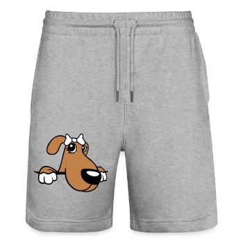 chien derrière le mur jolie dame arc femelle - Short de jogging bio TRAINER Stanley/Stella unisexe - gris chiné - Devant - Nik (191cm) & Marisol (170cm)
