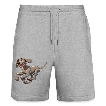 Weimaraner - Stanley/Stella Unisex Bio Joggingshorts Trainer  - Grau meliert - Vorne - Nik (191cm) & Marisol (170cm)