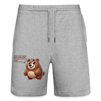 Bear Comic Cute - Stanley/Stella Trainer Unisex Organic Jogging Shorts - heather grey - Front - Nik (191cm) & Marisol (170cm)
