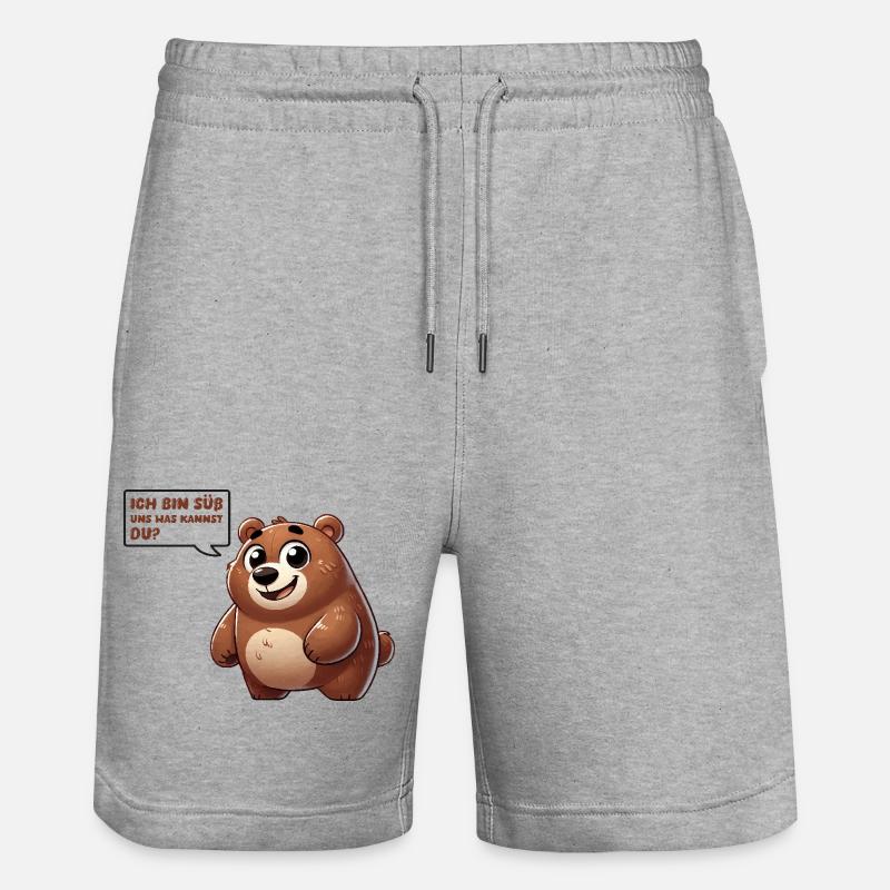 bär comic süß - Stanley/Stella Unisex Bio Joggingshorts Trainer  - Grau meliert
