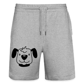 Hund Gesicht Kleines Glückliches Haustier Kopf Süß - Stanley/Stella Unisex Bio Joggingshorts Trainer  - Grau meliert - Vorne - Nik (191cm) & Marisol (170cm)