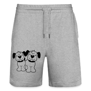 2 Hunde Team Stehen Zwei Freunde Crew Glücklich - Stanley/Stella Unisex Bio Joggingshorts Trainer  - Grau meliert - Vorne - Nik (191cm) & Marisol (170cm)
