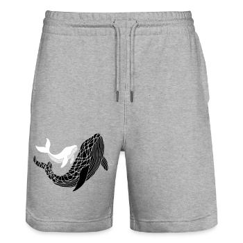 Walmutter und Baby - Stanley/Stella Unisex Bio Joggingshorts Trainer  - Grau meliert - Vorne - Nik (191cm) & Marisol (170cm)