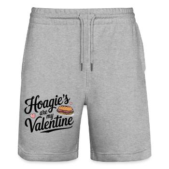 Les Hoagie’s sont ma Saint-Valentin - Short de jogging bio TRAINER Stanley/Stella unisexe - gris chiné - Devant - Nik (191cm) & Marisol (170cm)