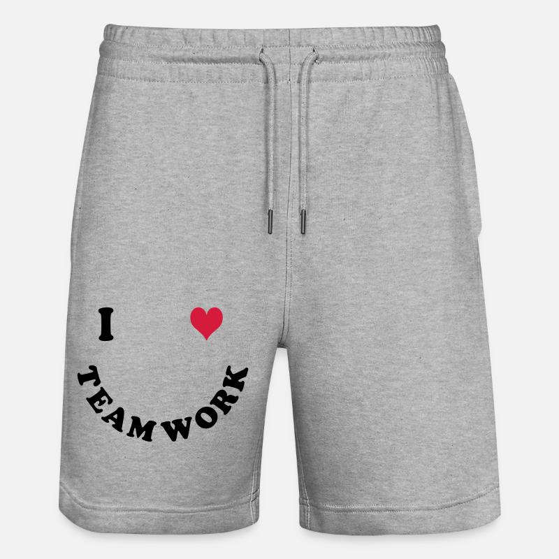 J’aime le travail d’équipe - Short de jogging bio TRAINER Stanley/Stella unisexe - gris chiné
