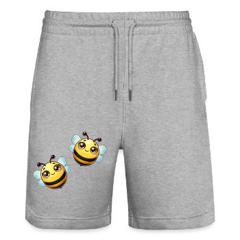 Bee Comic - Stanley/Stella Trainer Unisex Organic Jogging Shorts - heather grey - Front - Nik (191cm) & Marisol (170cm)