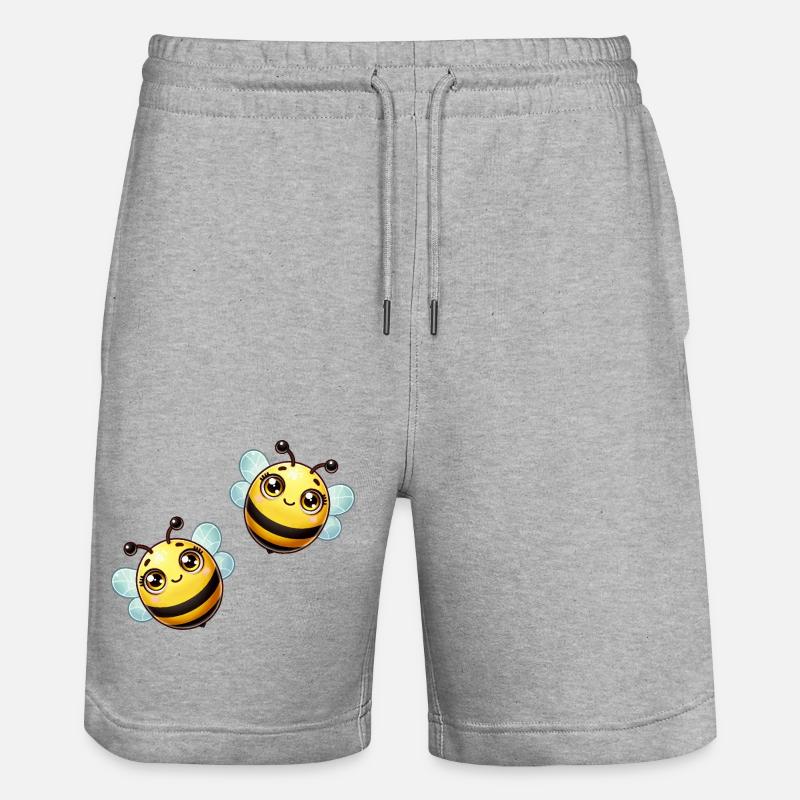 Bee Comic - Stanley/Stella Trainer Unisex Organic Jogging Shorts - heather grey
