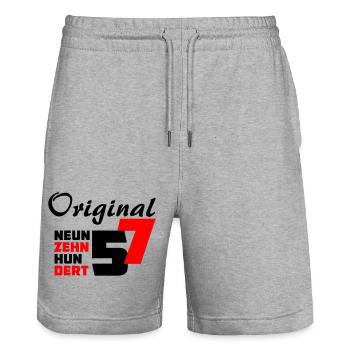 Original Jahrgang 1957 - Stanley/Stella Unisex Bio Joggingshorts Trainer  - Grau meliert - Vorne - Nik (191cm) & Marisol (170cm)