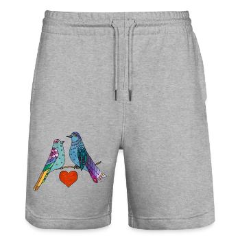 Bunte Vögel - Stanley/Stella Unisex Bio Joggingshorts Trainer  - Grau meliert - Vorne - Nik (191cm) & Marisol (170cm)