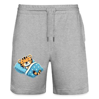 Tiger Sleeping In Bed At Night Time - Stanley/Stella Unisex Bio Joggingshorts Trainer  - Grau meliert - Vorne - Nik (191cm) & Marisol (170cm)