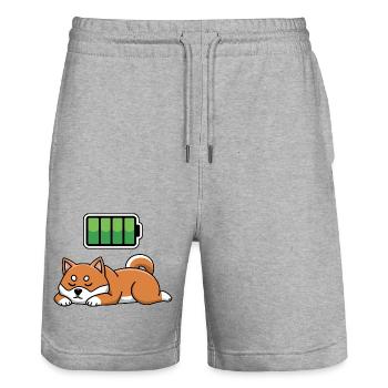 Dog Sleeping Recharging Night Bedtime - Stanley/Stella Unisex Bio Joggingshorts Trainer  - Grau meliert - Vorne - Nik (191cm) & Marisol (170cm)