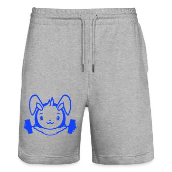 Bunny Bodybuilder Gym Muscles Strong Fitness Weight - Stanley/Stella Trainer Unisex Organic Jogging Shorts - heather grey - Front - Nik (191cm) & Marisol (170cm)