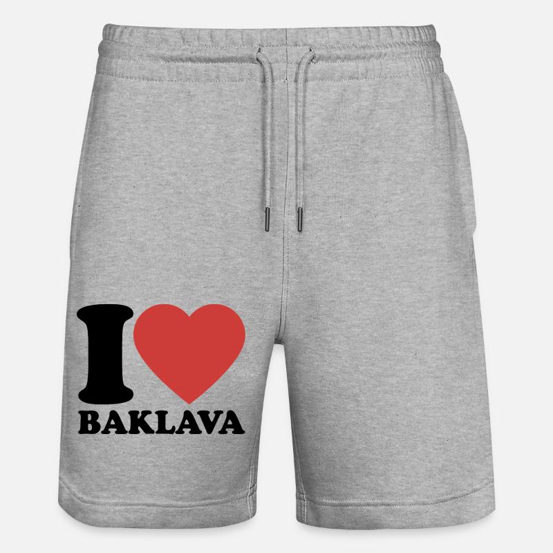 J’aime le baklava - Dessert - Dire - Short de jogging bio TRAINER Stanley/Stella unisexe - gris chiné