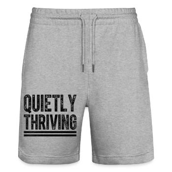 Dictons tranquillement florissants pour les introvertis - Short de jogging bio TRAINER Stanley/Stella unisexe - gris chiné - Devant - Nik (191cm) & Marisol (170cm)