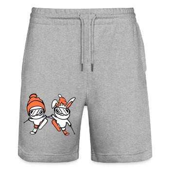 Bunny Bird Birthing Team Ski Bunny Ski Goggles Cap - Stanley/Stella Trainer Unisex Organic Jogging Shorts - heather grey - Front - Nik (191cm) & Marisol (170cm)