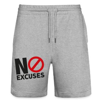NO EXCUSES black - Stanley/Stella Trainer Unisex Organic Jogging Shorts - heather grey - Front - Nik (191cm) & Marisol (170cm)