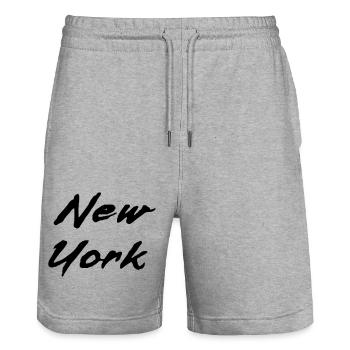 neue Arbeit - Stanley/Stella Unisex Bio Joggingshorts Trainer  - Grau meliert - Vorne - Nik (191cm) & Marisol (170cm)