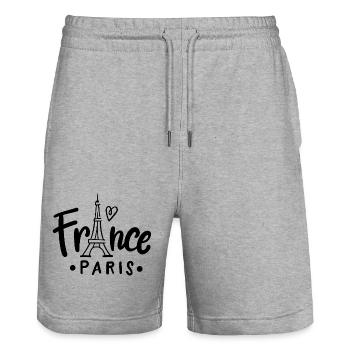 France Paris - Stanley/Stella Unisex Bio Joggingshorts Trainer  - Grau meliert - Vorne - Nik (191cm) & Marisol (170cm)