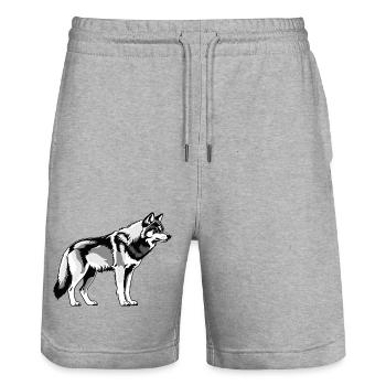 Wolf - Cute Dog Design - Stanley/Stella Unisex Bio Joggingshorts Trainer  - Grau meliert - Vorne - Nik (191cm) & Marisol (170cm)