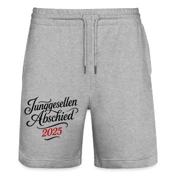 Junggesellenabschied 2025 Jga - Stanley/Stella Unisex Bio Joggingshorts Trainer  - Grau meliert - Vorne - Nik (191cm) & Marisol (170cm)