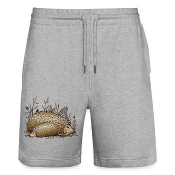 Igel - Stanley/Stella Unisex Bio Joggingshorts Trainer  - Grau meliert - Vorne - Nik (191cm) & Marisol (170cm)
