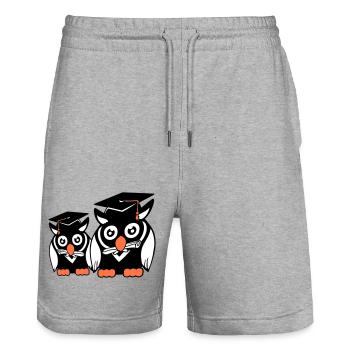 2 Owls Graduation College Abitur Student Team - Stanley/Stella Trainer Unisex Organic Jogging Shorts - heather grey - Front - Nik (191cm) & Marisol (170cm)