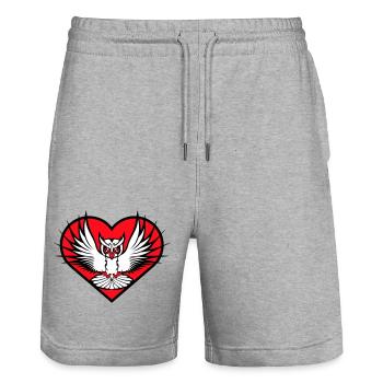 hibou coeur symbole forme oiseau amour aigle hibou volant cool - Short de jogging bio TRAINER Stanley/Stella unisexe - gris chiné - Devant - Nik (191cm) & Marisol (170cm)