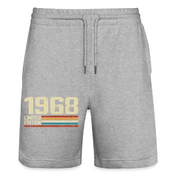 Vintage 1968 Retro Birthday - Born in 1968 - Stanley/Stella Trainer Unisex Organic Jogging Shorts - heather grey - Front - Nik (191cm) & Marisol (170cm)