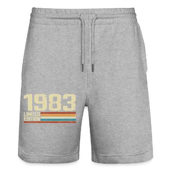 Vintage 1983 Anniversaire Rétro - Né en 1983 - Short de jogging bio TRAINER Stanley/Stella unisexe - gris chiné - Devant - Nik (191cm) & Marisol (170cm)
