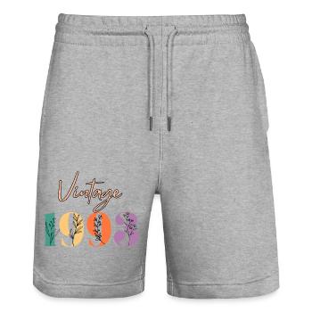 Vintage 1993 Floral - Stanley/Stella Trainer Unisex Organic Jogging Shorts - heather grey - Front - Nik (191cm) & Marisol (170cm)