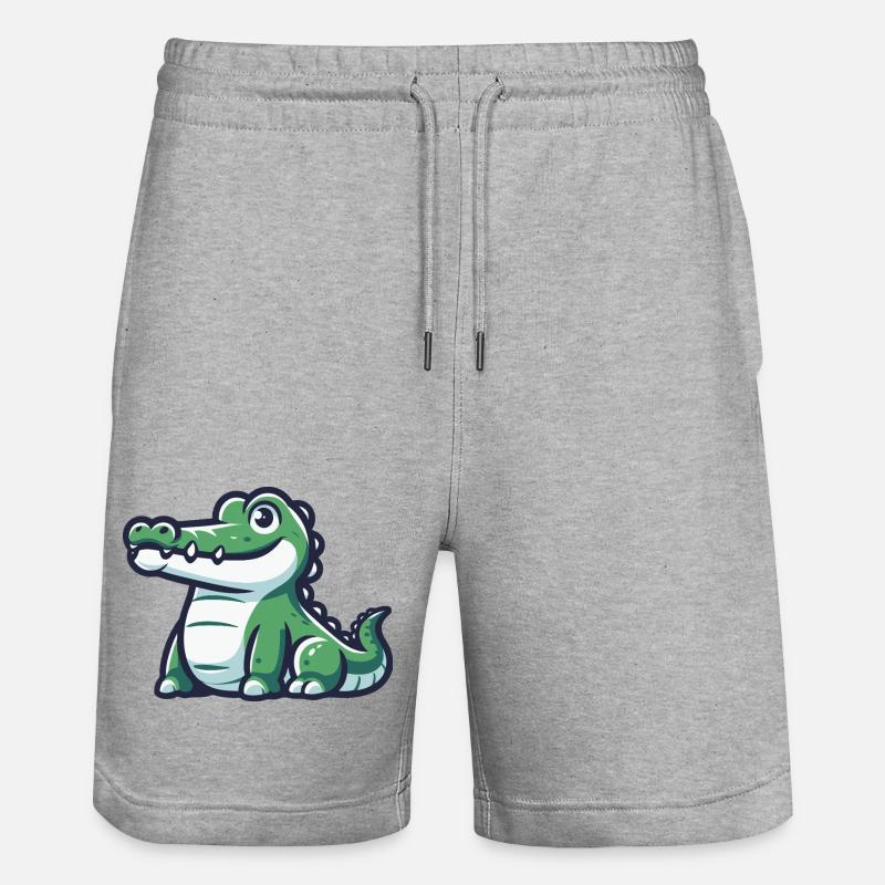 Crocodile amical d’une aventure tropicale - Short de jogging bio TRAINER Stanley/Stella unisexe - gris chiné