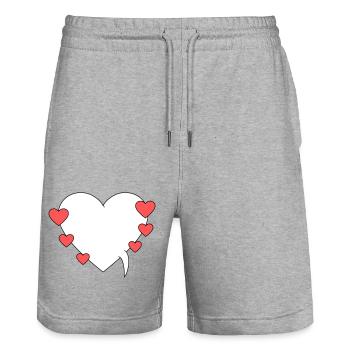 Speech bubble with hearts - Stanley/Stella Trainer Unisex Organic Jogging Shorts - heather grey - Front - Nik (191cm) & Marisol (170cm)