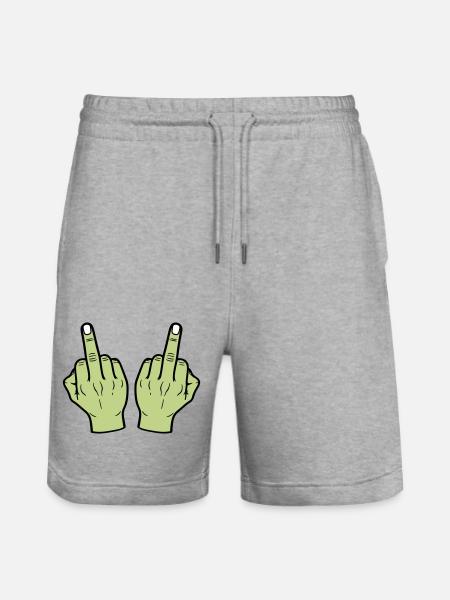 Middle Finger Hand - Stanley/Stella Trainer Unisex Organic Jogging Shorts - heather grey