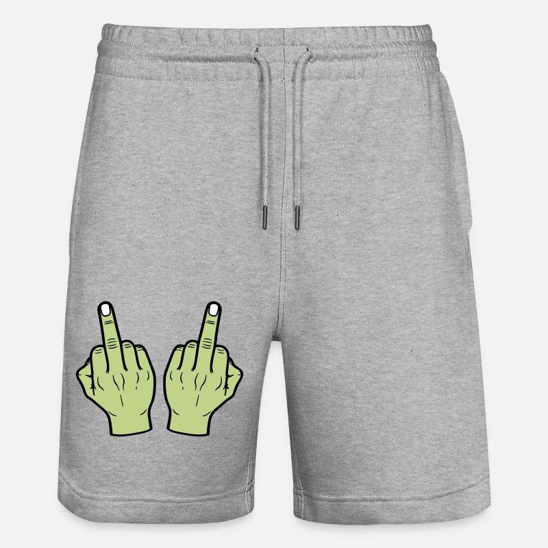 Mittelfinger Hand - Stanley/Stella Unisex Bio Joggingshorts Trainer  - Grau meliert