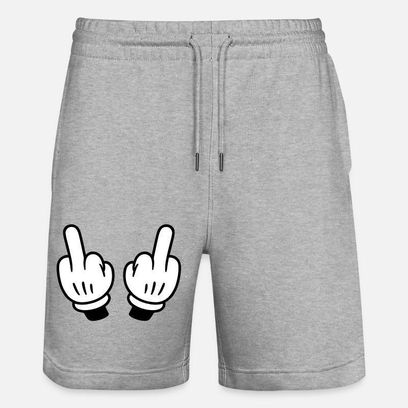 Middle Finger Hand Comic - Stanley/Stella Trainer Unisex Organic Jogging Shorts - heather grey