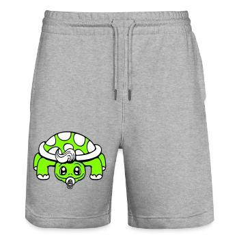 Tortue Bébé Sucette Petit Enfant Bambin - Short de jogging bio TRAINER Stanley/Stella unisexe - gris chiné - Devant - Nik (191cm) & Marisol (170cm)