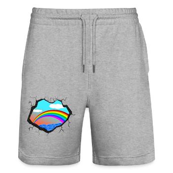 Mer arc-en-ciel - Short de jogging bio TRAINER Stanley/Stella unisexe - gris chiné - Devant - Nik (191cm) & Marisol (170cm)