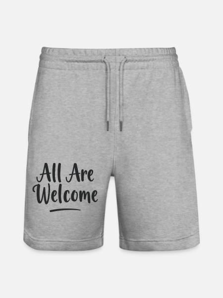 All Are Welcome - Stanley/Stella Trainer Unisex Organic Jogging Shorts - heather grey