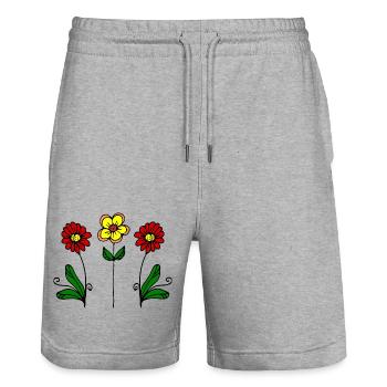 Blumen - Stanley/Stella Unisex Bio Joggingshorts Trainer  - Grau meliert - Vorne - Nik (191cm) & Marisol (170cm)