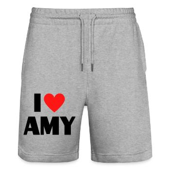 I Love Amy Red Heart Love Fan Gift - Stanley/Stella Trainer Unisex Organic Jogging Shorts - heather grey - Front - Nik (191cm) & Marisol (170cm)