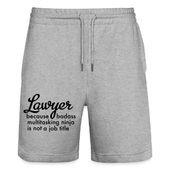 Lawyer - Stanley/Stella Trainer Unisex Organic Jogging Shorts - heather grey - Front - Nik (191cm) & Marisol (170cm)