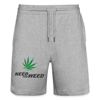 Need for Weed (Cannabis) - Stanley/Stella Trainer Unisex Organic Jogging Shorts - heather grey - Front - Nik (191cm) & Marisol (170cm)