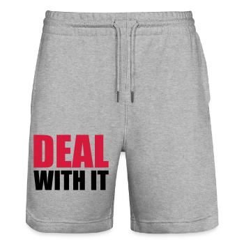 Spruch cool text deal with it relaxe b - Short de jogging bio TRAINER Stanley/Stella unisexe - gris chiné - Devant - Nik (191cm) & Marisol (170cm)