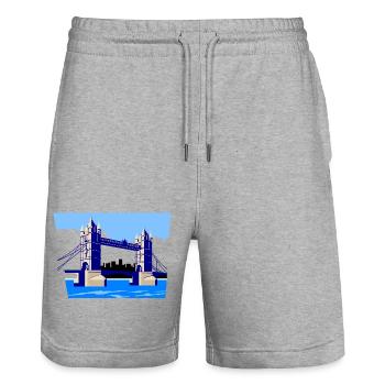 England London Tower Bridge - Stanley/Stella Unisex Bio Joggingshorts Trainer  - Grau meliert - Vorne - Nik (191cm) & Marisol (170cm)