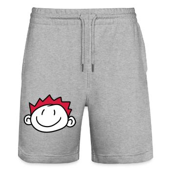 visage tête enfant peint gribouillage bande dessin animé june - Short de jogging bio TRAINER Stanley/Stella unisexe - gris chiné - Devant - Nik (191cm) & Marisol (170cm)