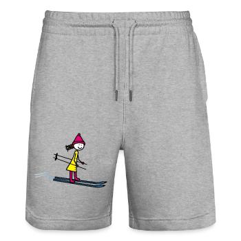 Skigirl - Stanley/Stella Unisex Bio Joggingshorts Trainer  - Grau meliert - Vorne - Nik (191cm) & Marisol (170cm)