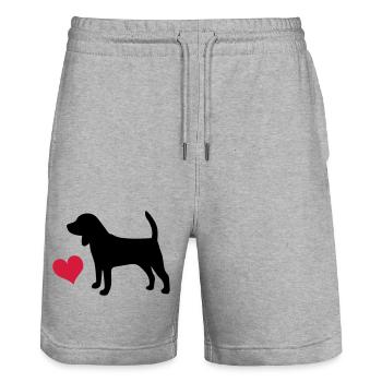 Beagle - Stanley/Stella Trainer Unisex Organic Jogging Shorts - heather grey - Front - Nik (191cm) & Marisol (170cm)
