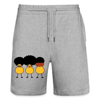 Funky Chicks - Short de jogging bio TRAINER Stanley/Stella unisexe - gris chiné - Devant - Nik (191cm) & Marisol (170cm)